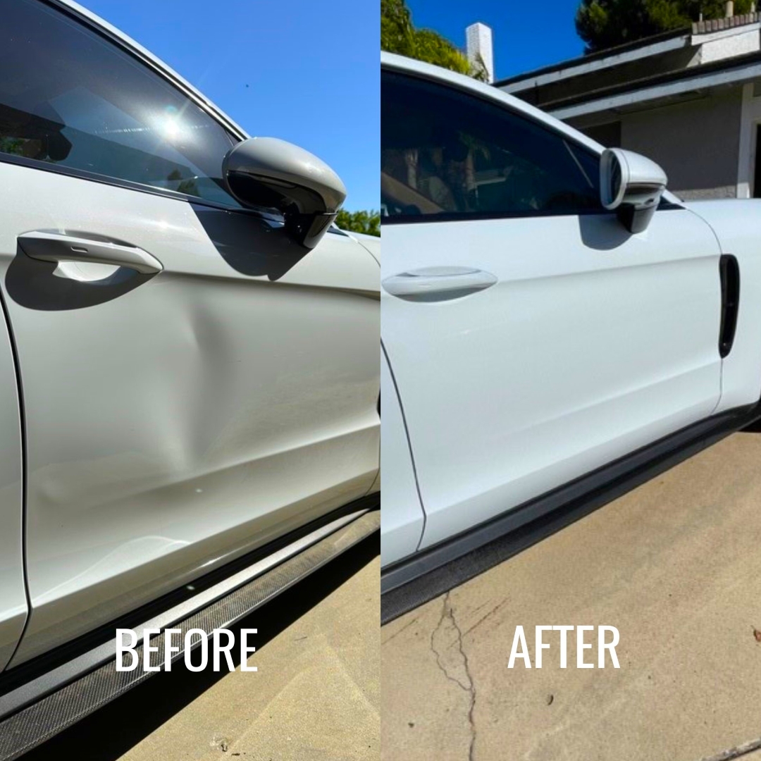2020 Porsche Panamera passenger front door dent removal Norco before and after
